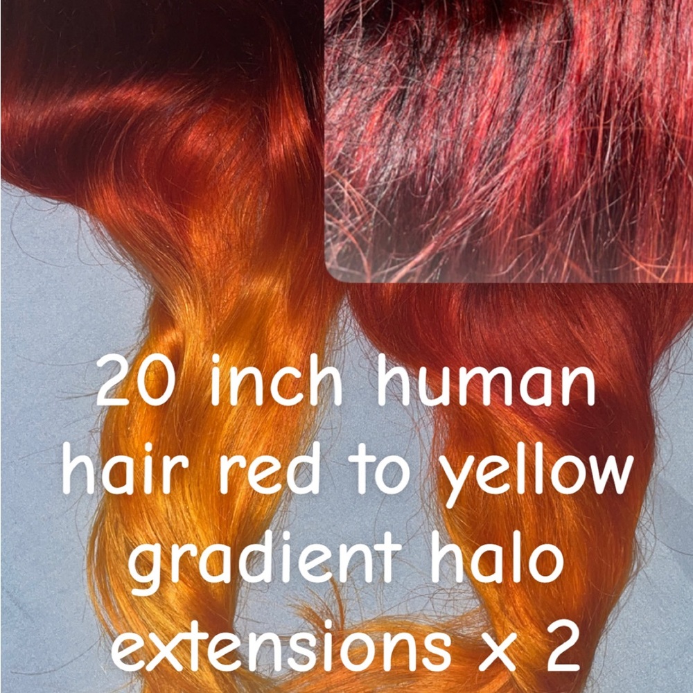 Vibrant Red to Yellow Gradient Hair Extensions